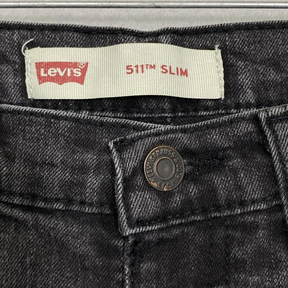 Levi’s 511 Slim Jeans Boys 16 Reg 28x28 Black Acid Wash Denim Everyday Wear Play